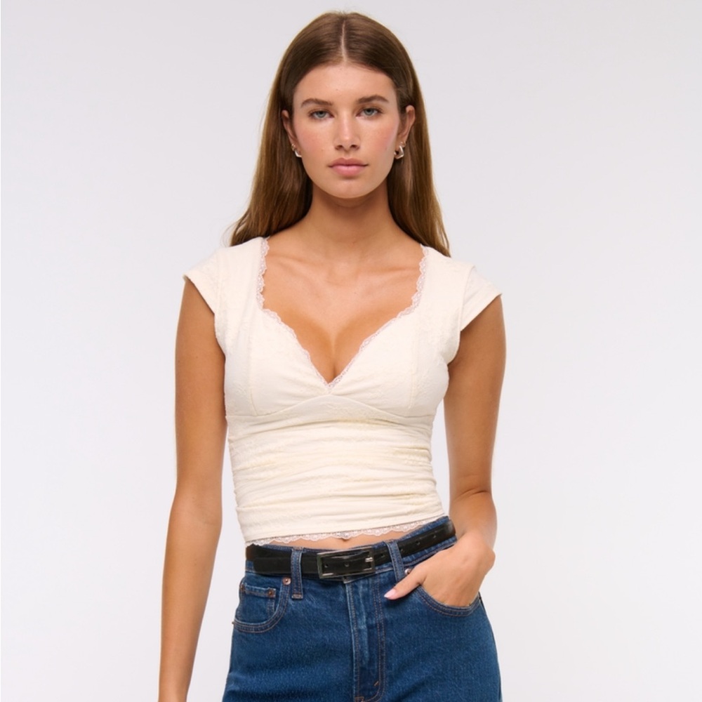 Abercrombie & Fitch White Zoe Bra-Free Lace Top